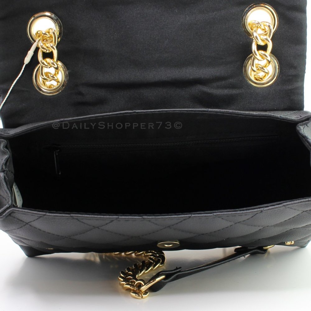Disney Mickey Mouse Chunky Chain Quilted Black Vegan Leather Handbag - Picture 4 of 5